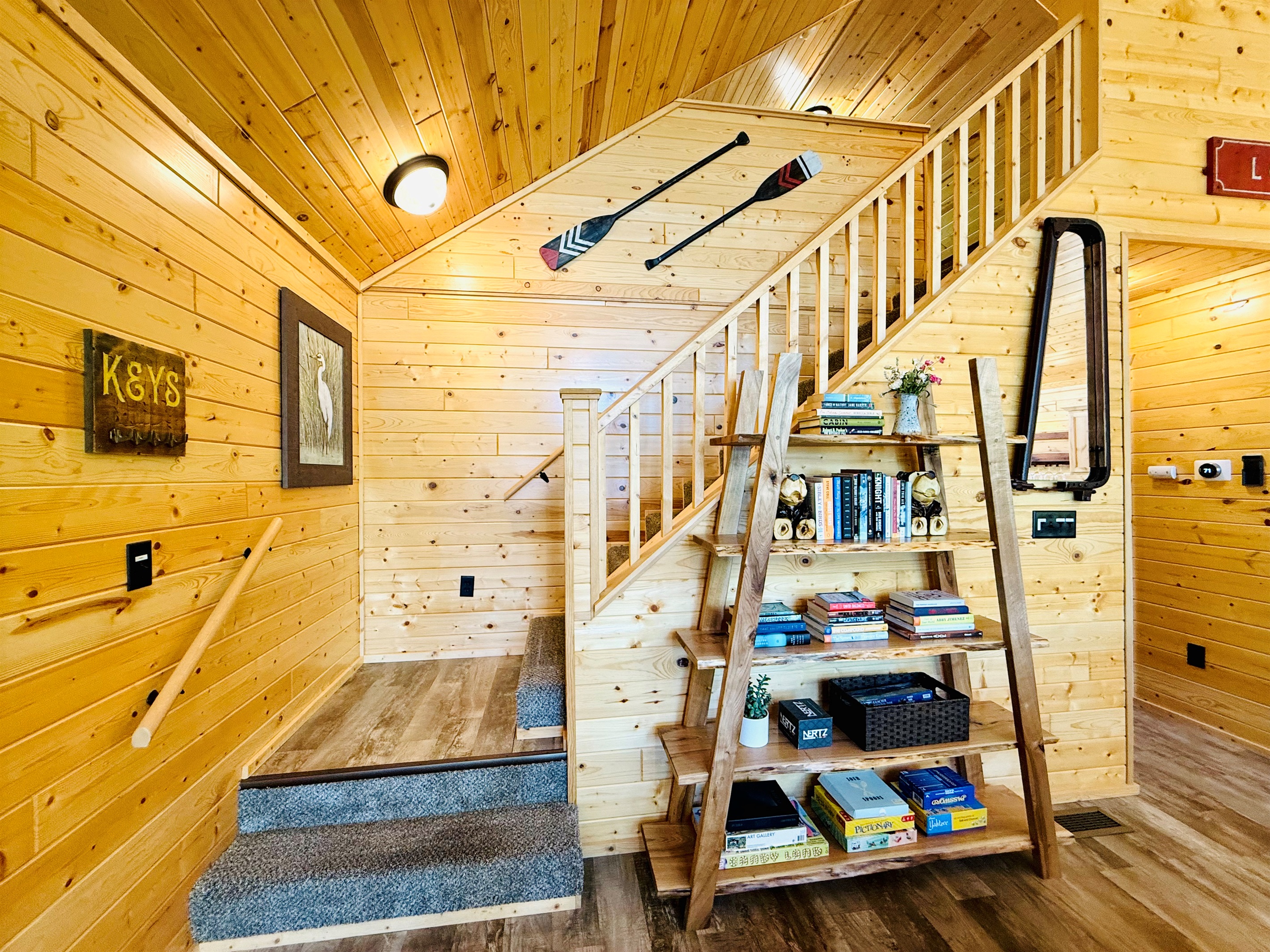 Stairs going up to the open loft