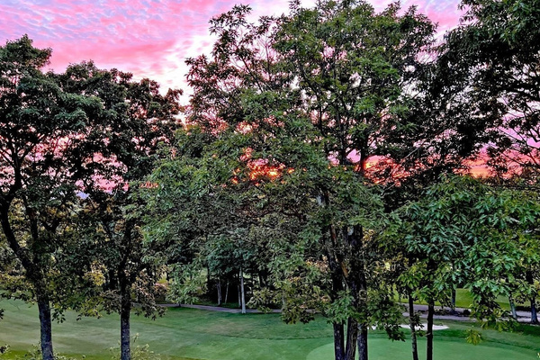 Enjoy shimmering sunsets through the trees from our deck.  The views change with season and weather, ranging from peek-a-boo glimpses to magnificent colors across the skyline.