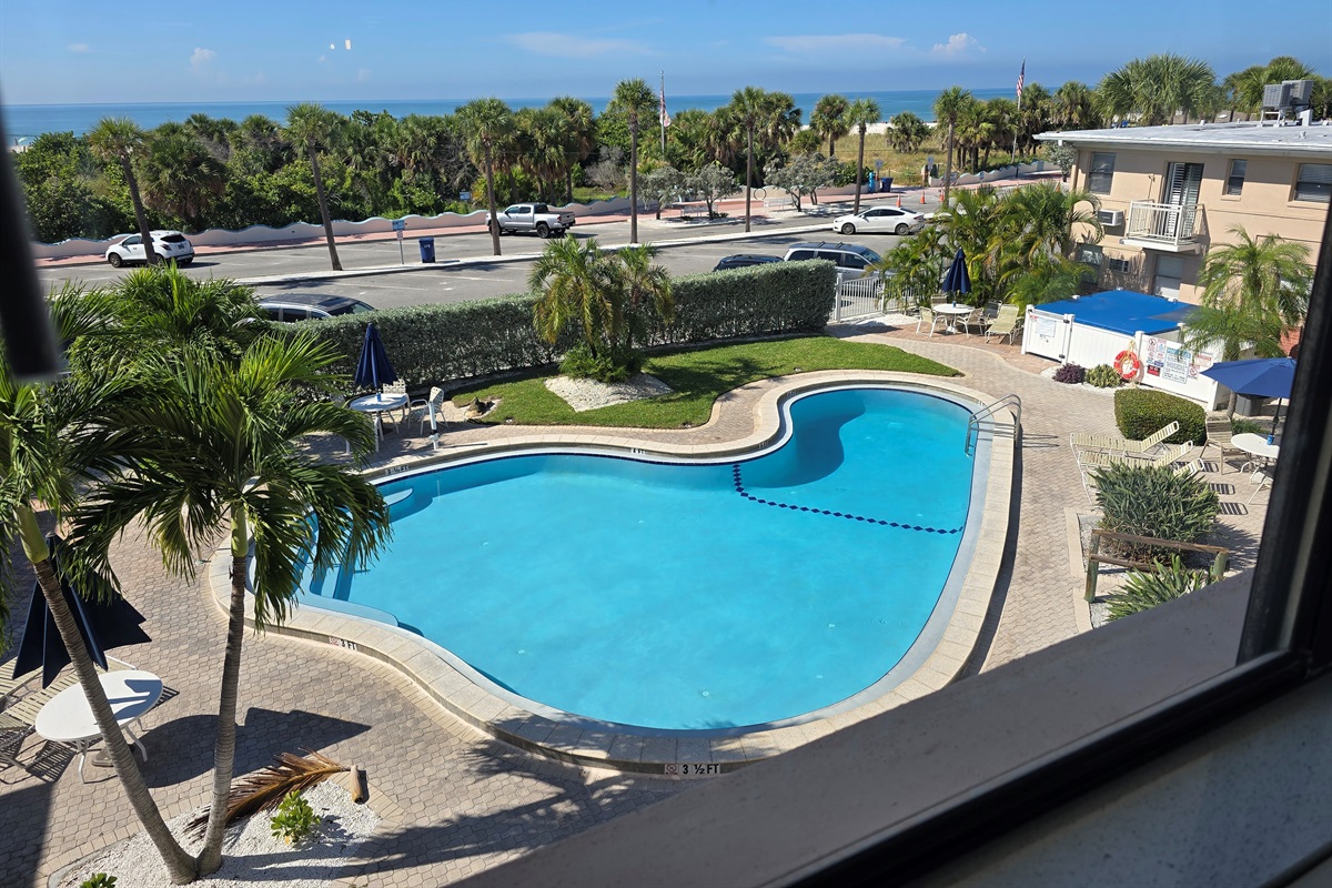 Beach View and pool view room from the living room and 2nd bedroom windows!