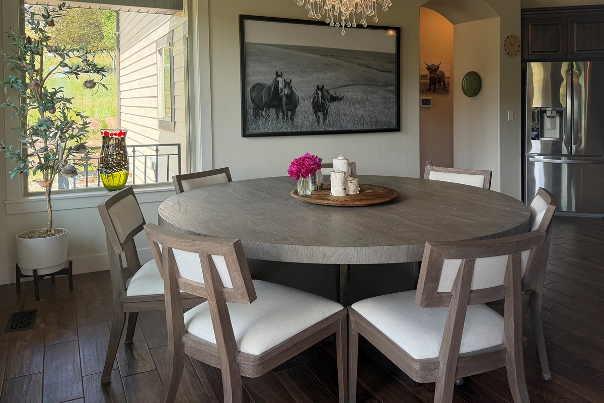 Table for 8, there are two more chairs for you to use.