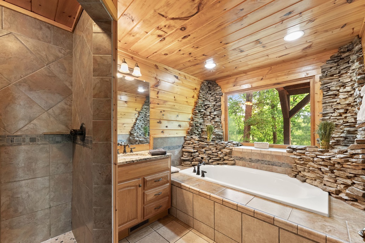 Private jacuzzi with stunning nature views for a spa-like escape.