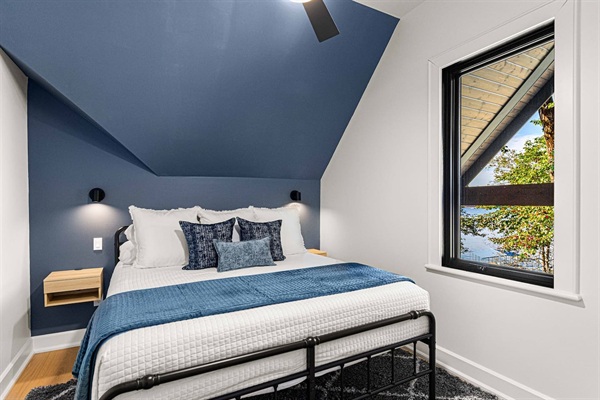 Look out over the lake and greenery in the mornings.