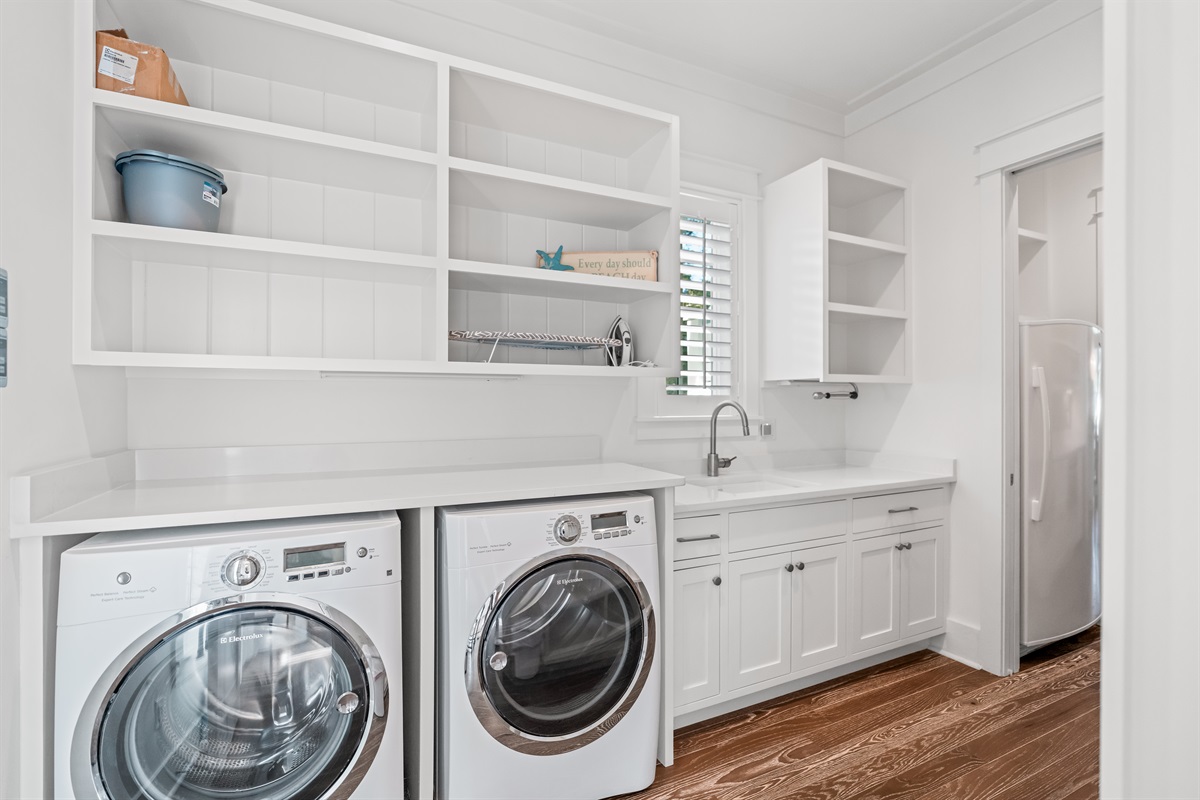 You won't find a "laundry hall" here... you have a full laundry room for your washing needs so you can feel right at home and have access to the amenities you need without them being in the middle of your space. 