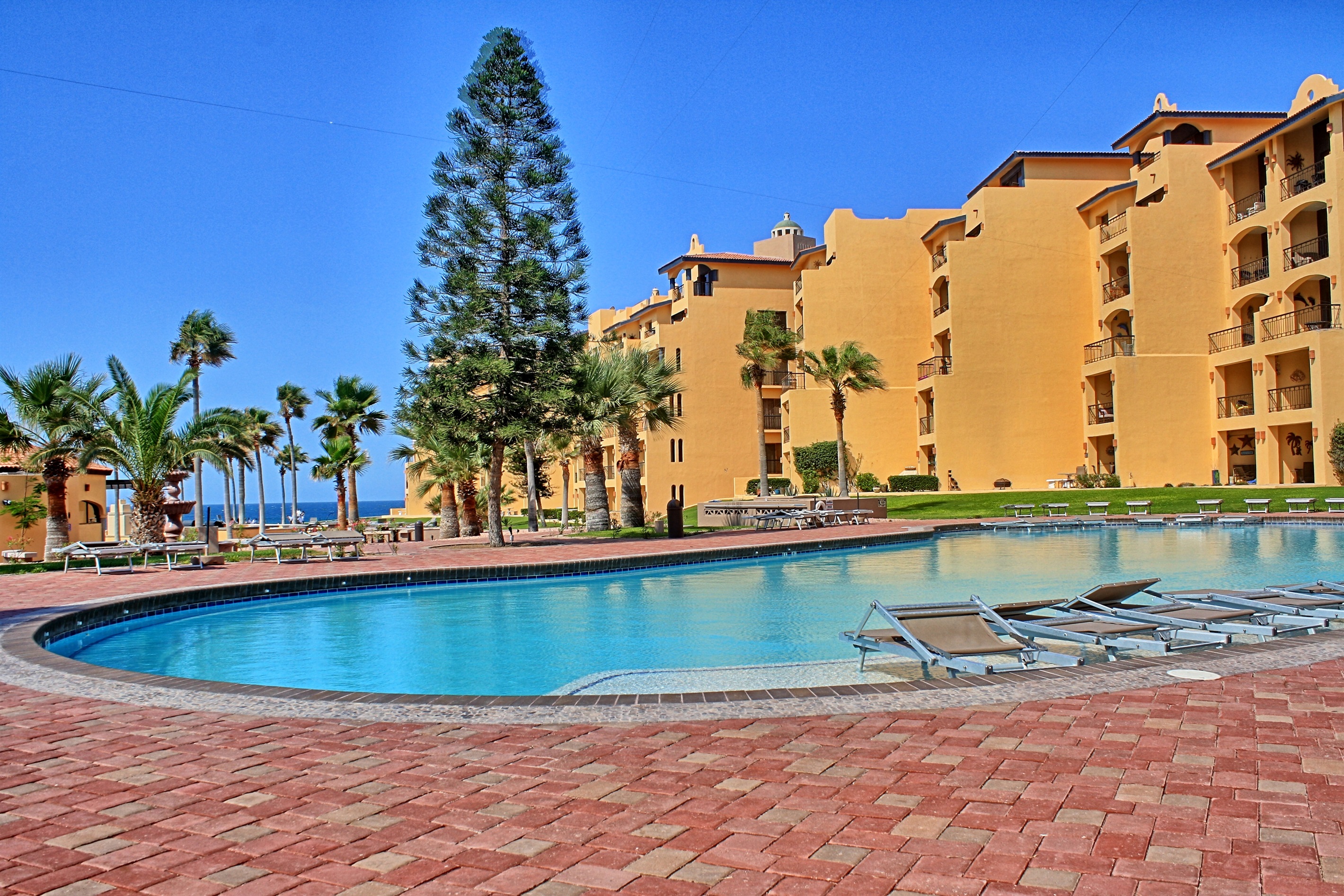Resort pool. There are 3 pools on site. 1 pool is heated in the winter