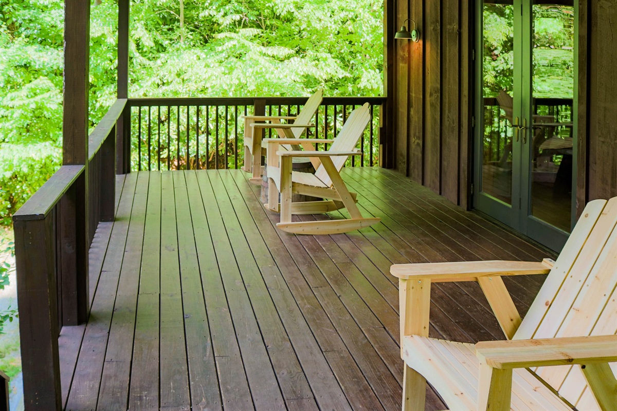 Our rocking chairs in the covered deck