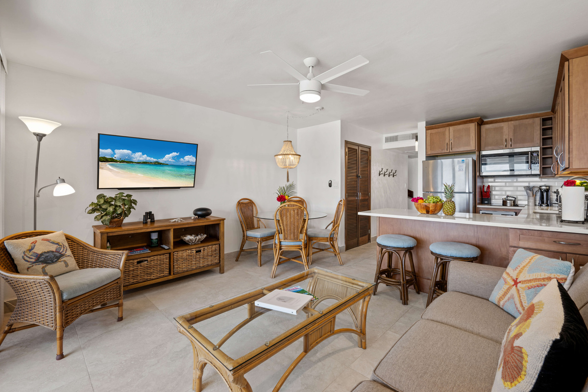 Unwind in the cozy living area with plenty of space to gather and enjoy your stay.