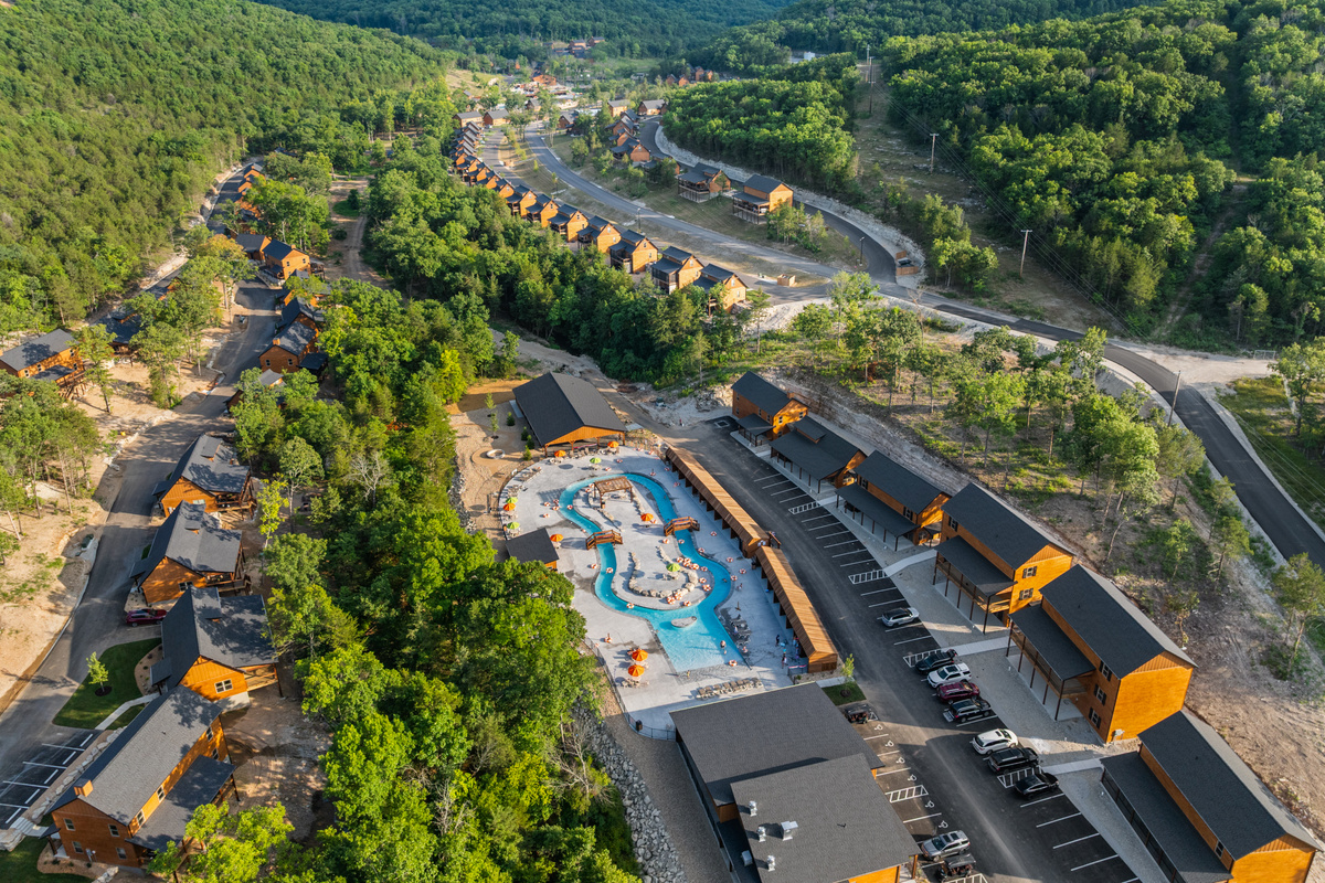 Splash down at the Tall Timbers Camp lazy river and water park, an easy walk from Lone Star Lodge in Branson-area Hollister, Missouri.