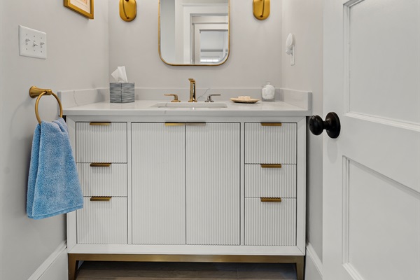 Vanity with ample storage for a clutter-free bathroom.