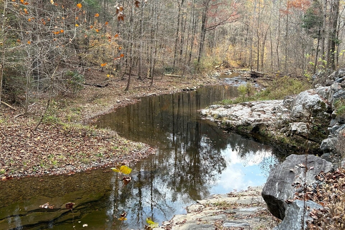 Reflections in the clear waters of Paint Creek in Autumn