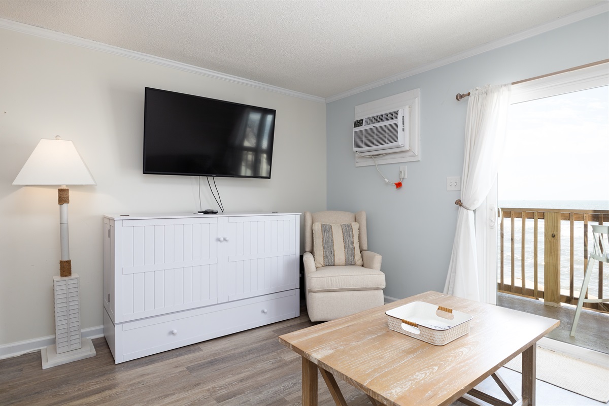 Queen size murphy bed for extra guests!