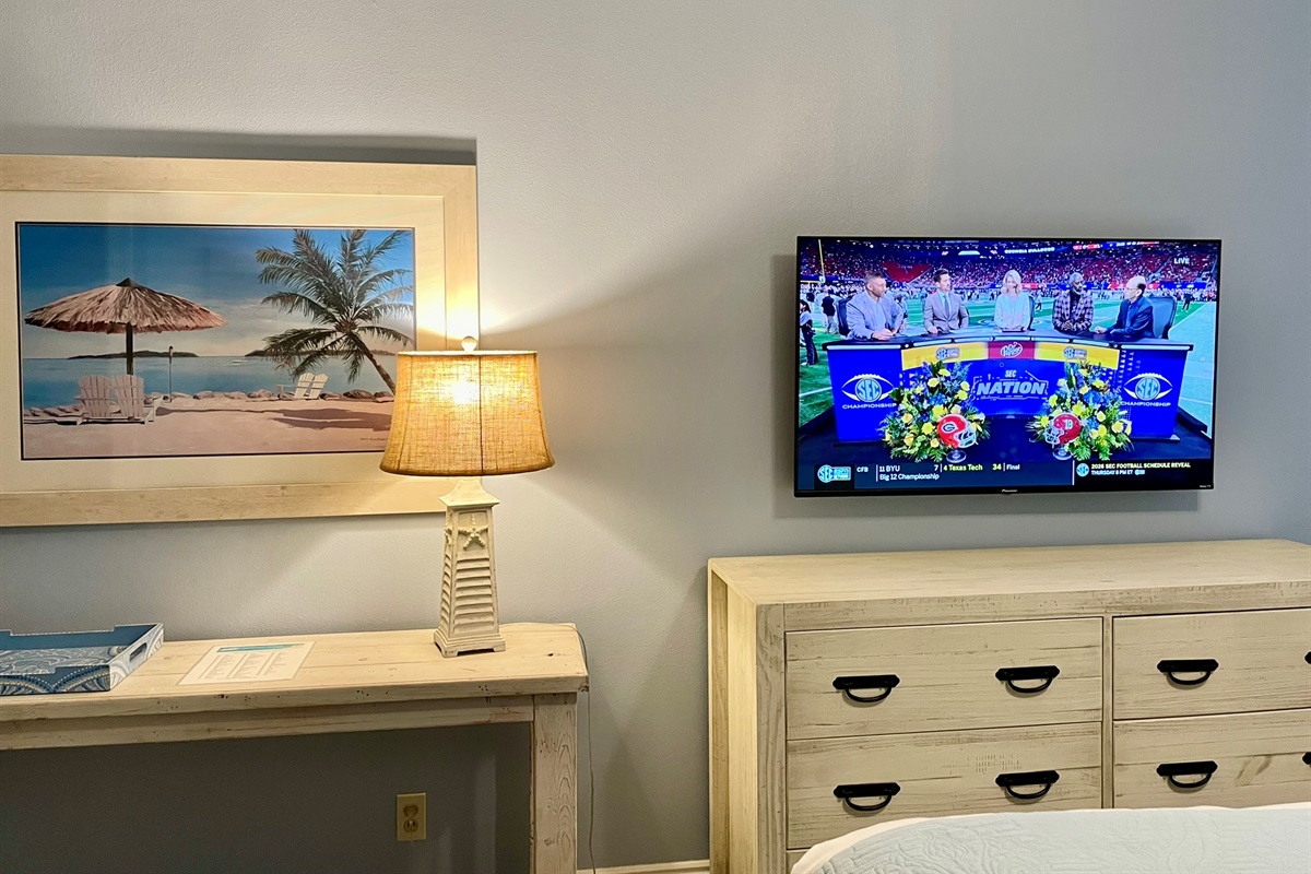 50" TV in Primary Bedroom