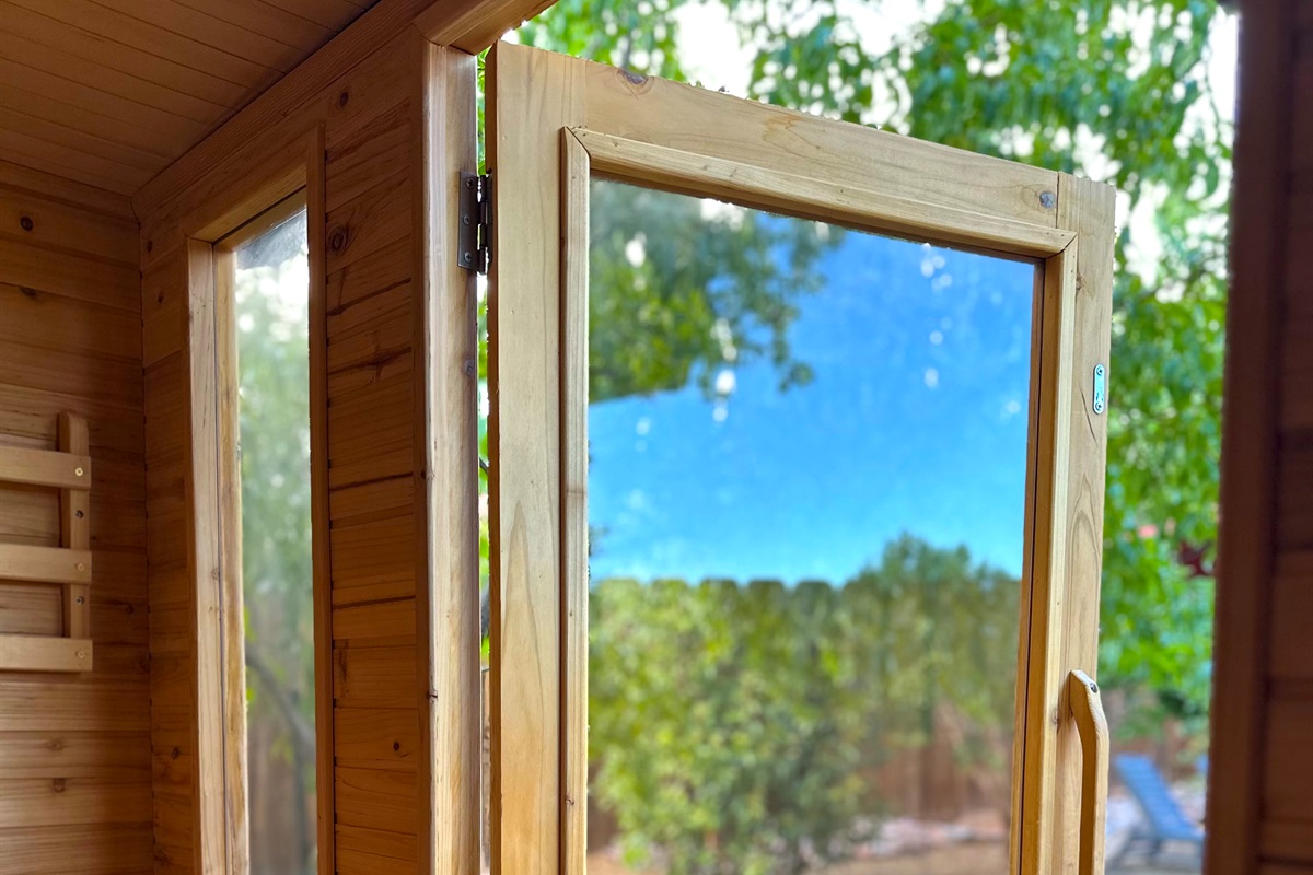 {Sauna} Infared Sauna with Garden Views.