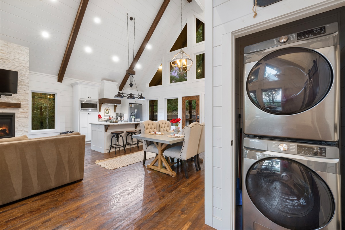 Convenient in-cabin washer and dryer for a comfortable extended stay