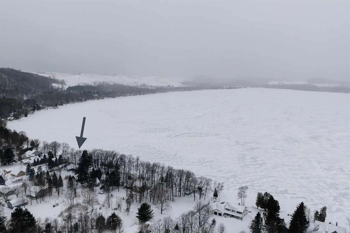 Aerial winter view of Glen Lake 