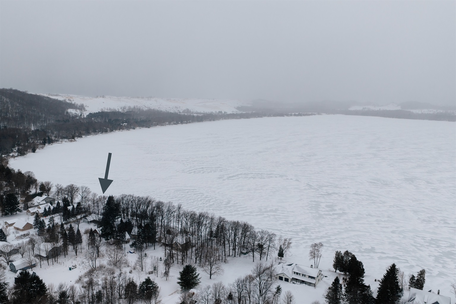 Aerial winter view of Glen Lake 