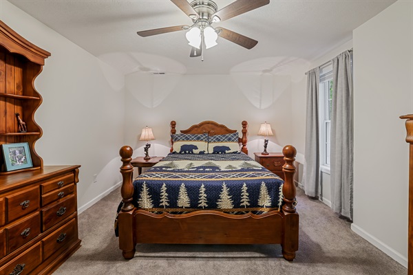 Fourth Bedroom - Queen mattress with view of the woods