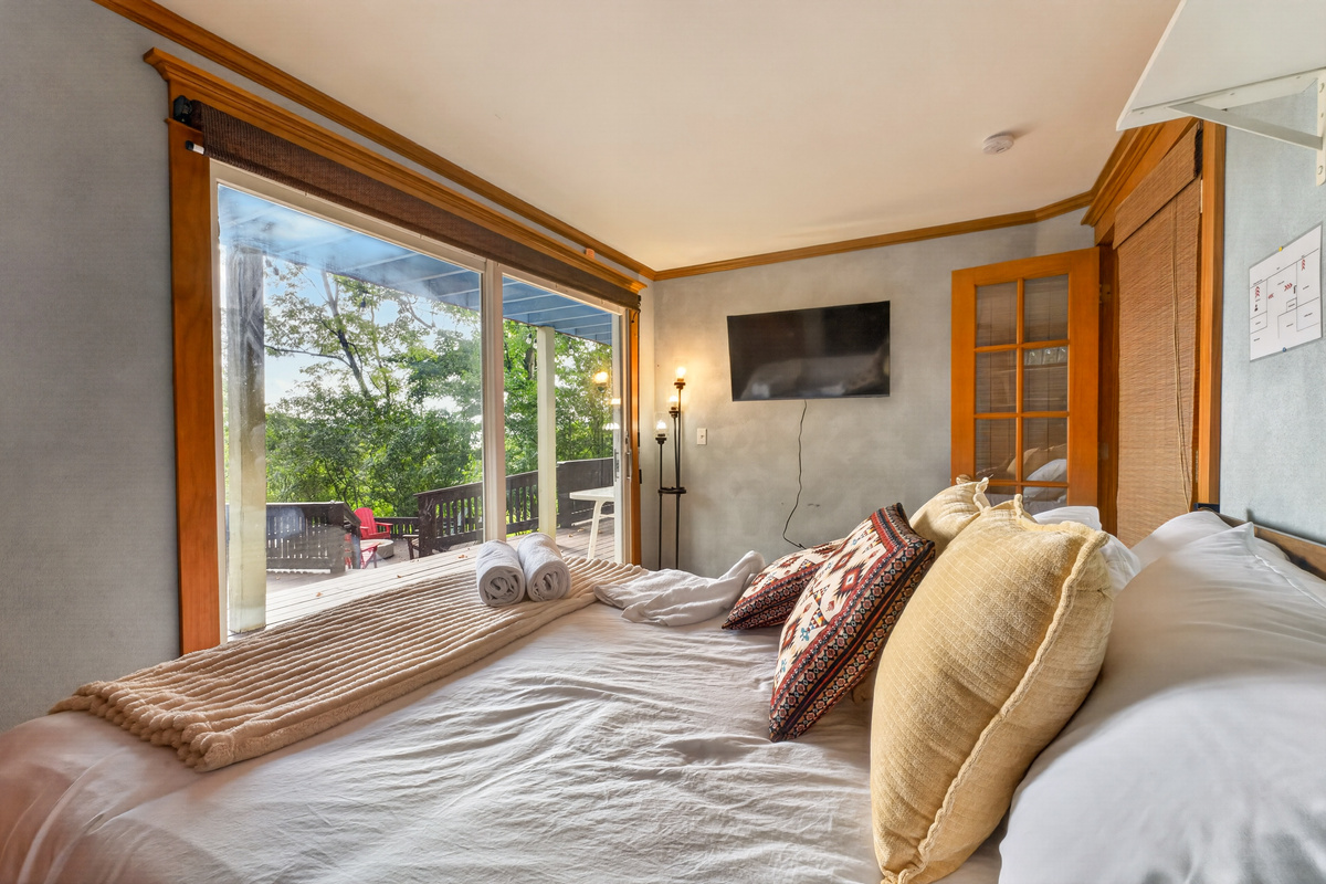 Bedroom with sliding glass doors