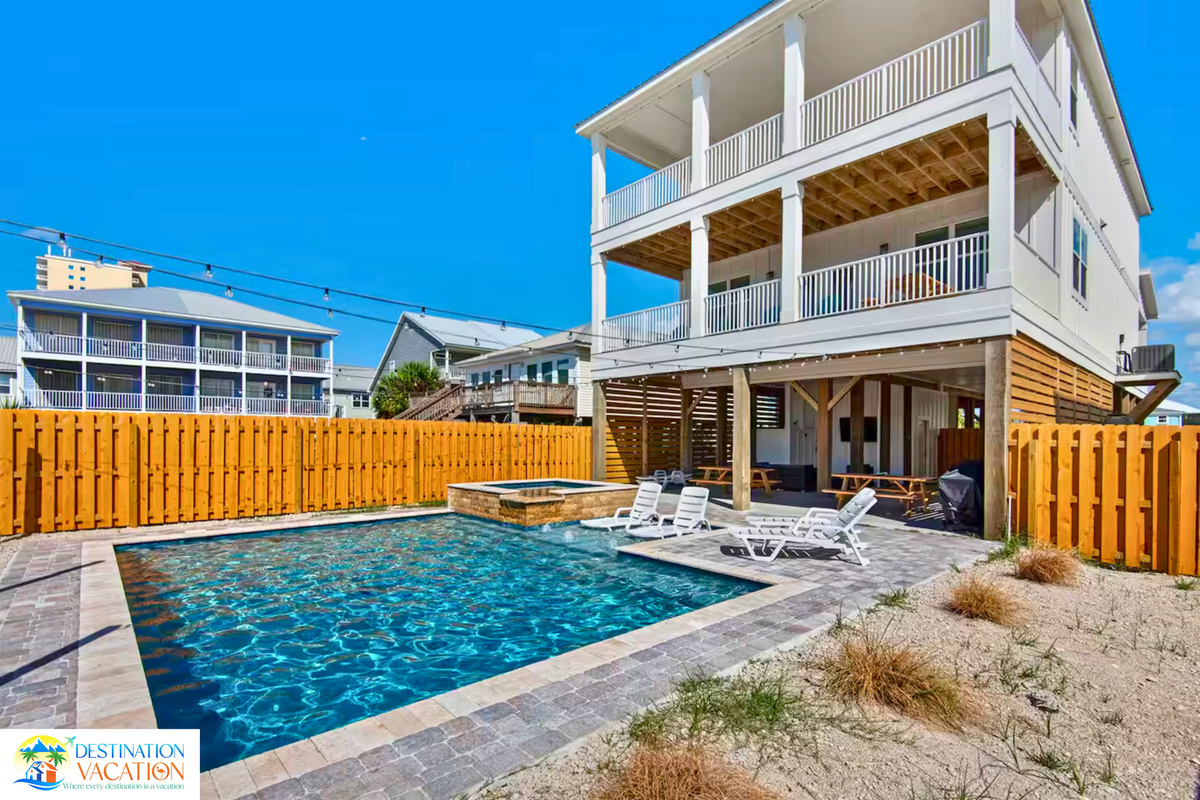 Resort-style poolside living awaits your private retreat.