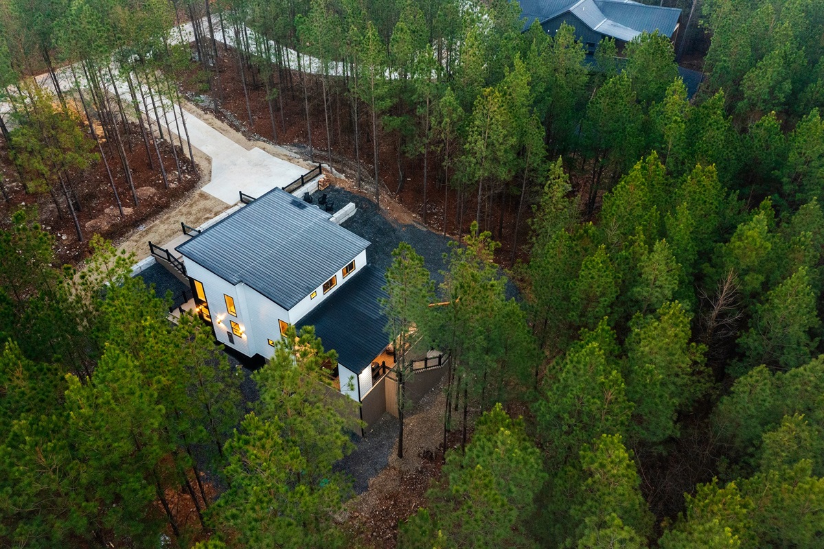 Tucked among towering pines, this modern cabin offers the ultimate private retreat.