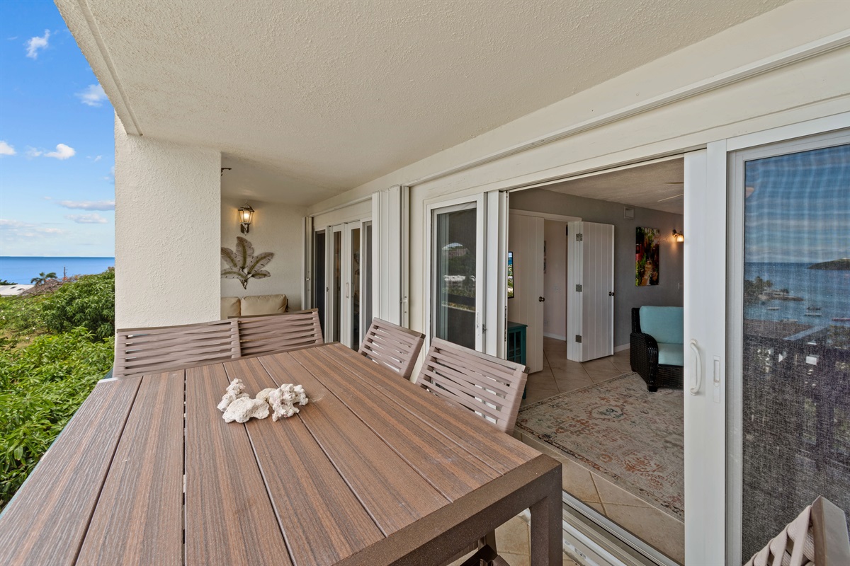 Perfect nook on the balcony for reading or enjoying sunset cocktails.