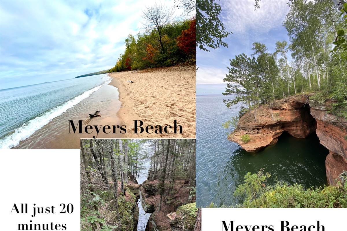 Meyers Beach - hiking trails to land sea caves 25 min from Us in Cornucopia, WI