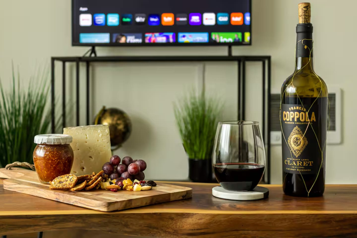 An evening spread of wine and cheese, ready and waiting after a long day of exploring.