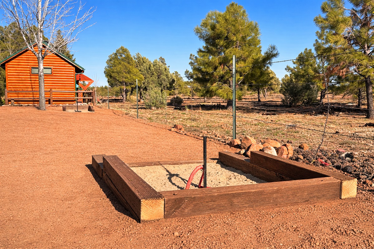 Challenge your friends to a friendly game of horse shoes toss using the custom built horse shoe area!