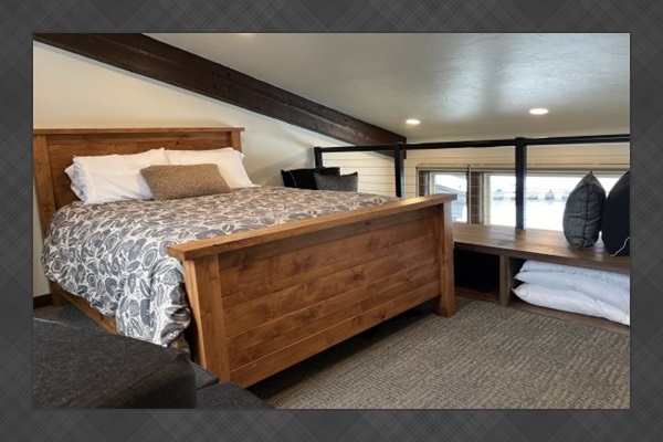 Loft area: Full-size bed.