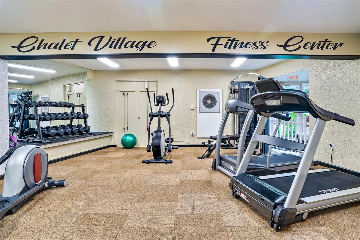 Chalet Village amenities include a community fitness center