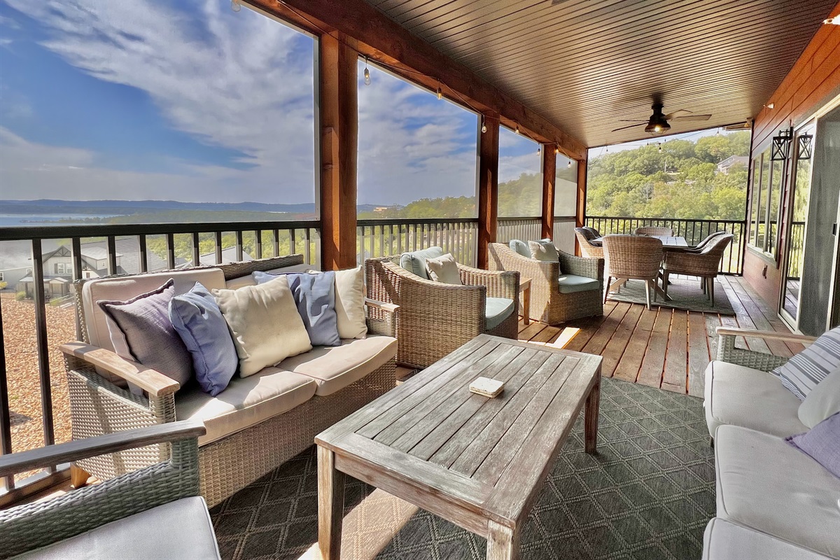 Plenty of seating on the upper back porch!