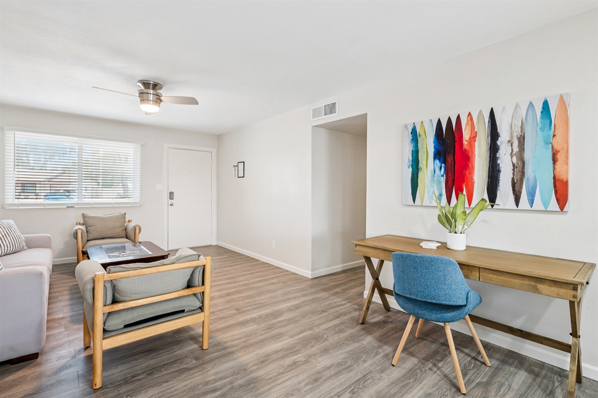 There's even a dedicated workspace for anyone who needs to connect during your stay
