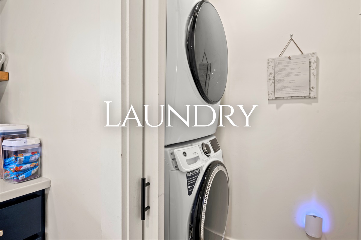 The laundry area is conveniently located and fully equipped, making longer stays feel easy and stress-free.