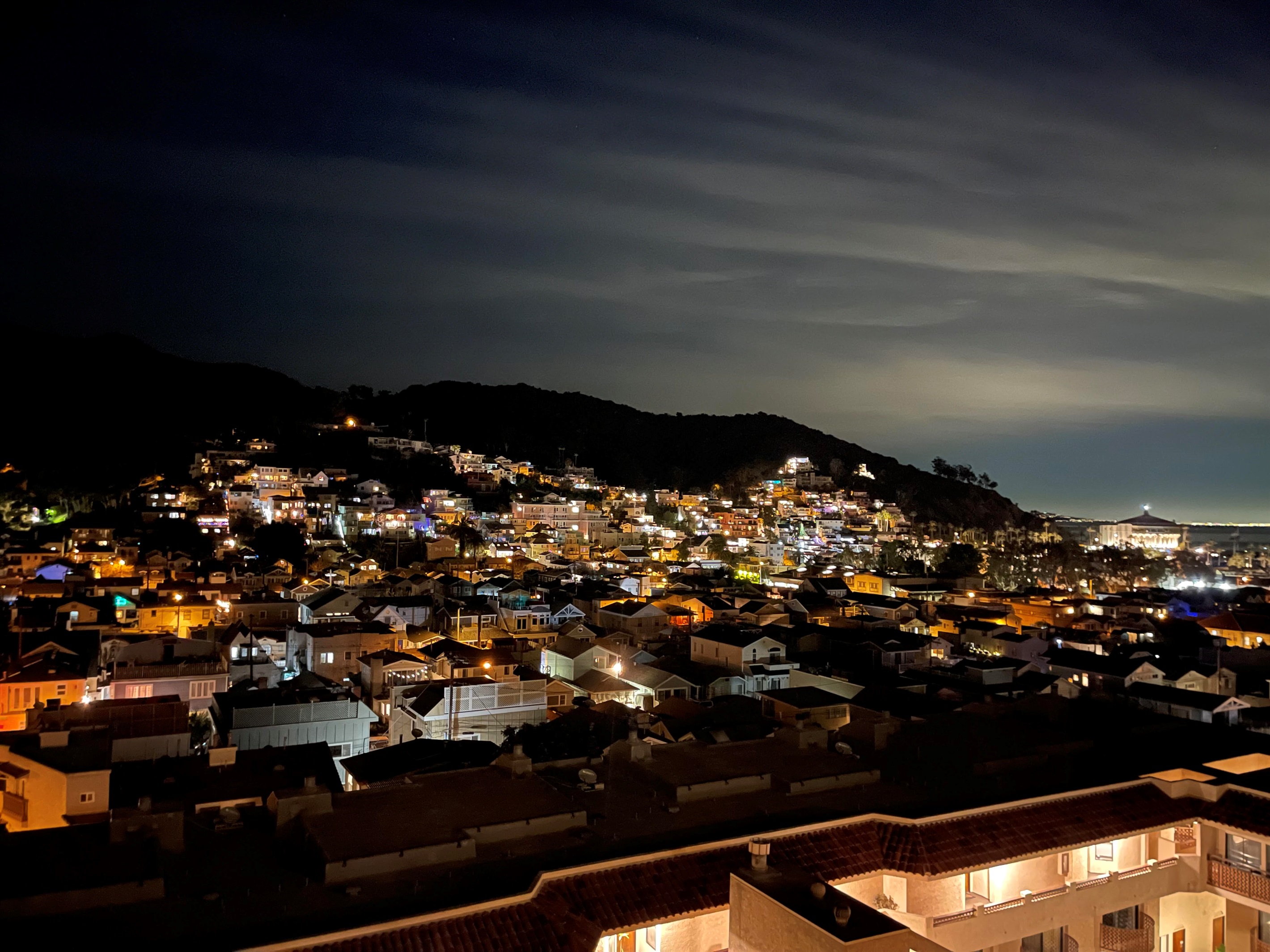 See the city lights and Casino at night