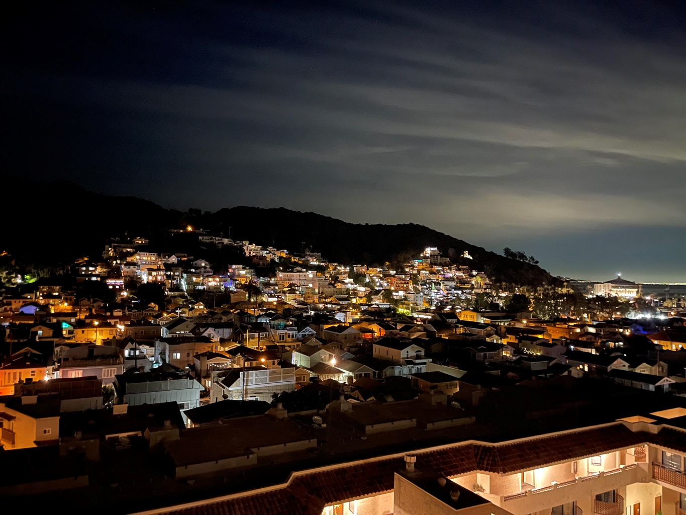 See the city lights and Casino at night