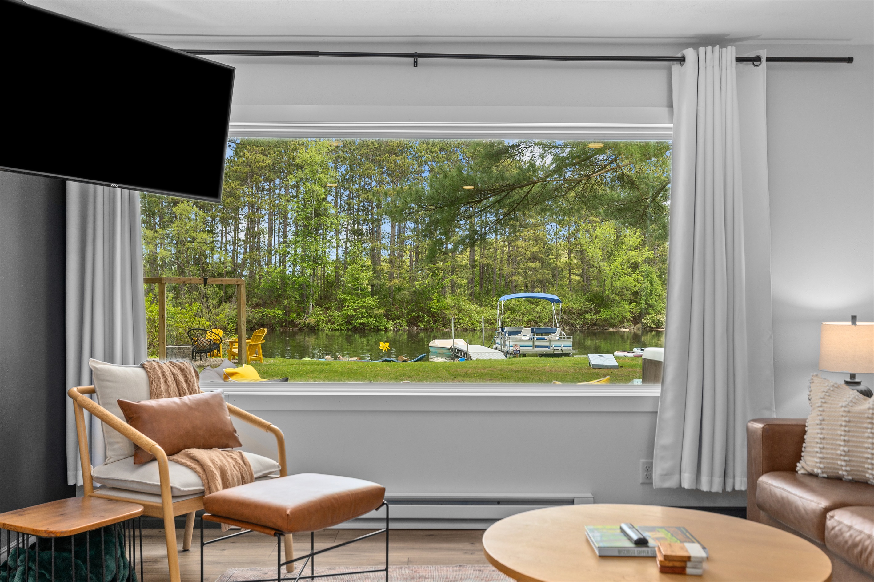Unwind fireside and soak in the cozy ambiance of the living room.