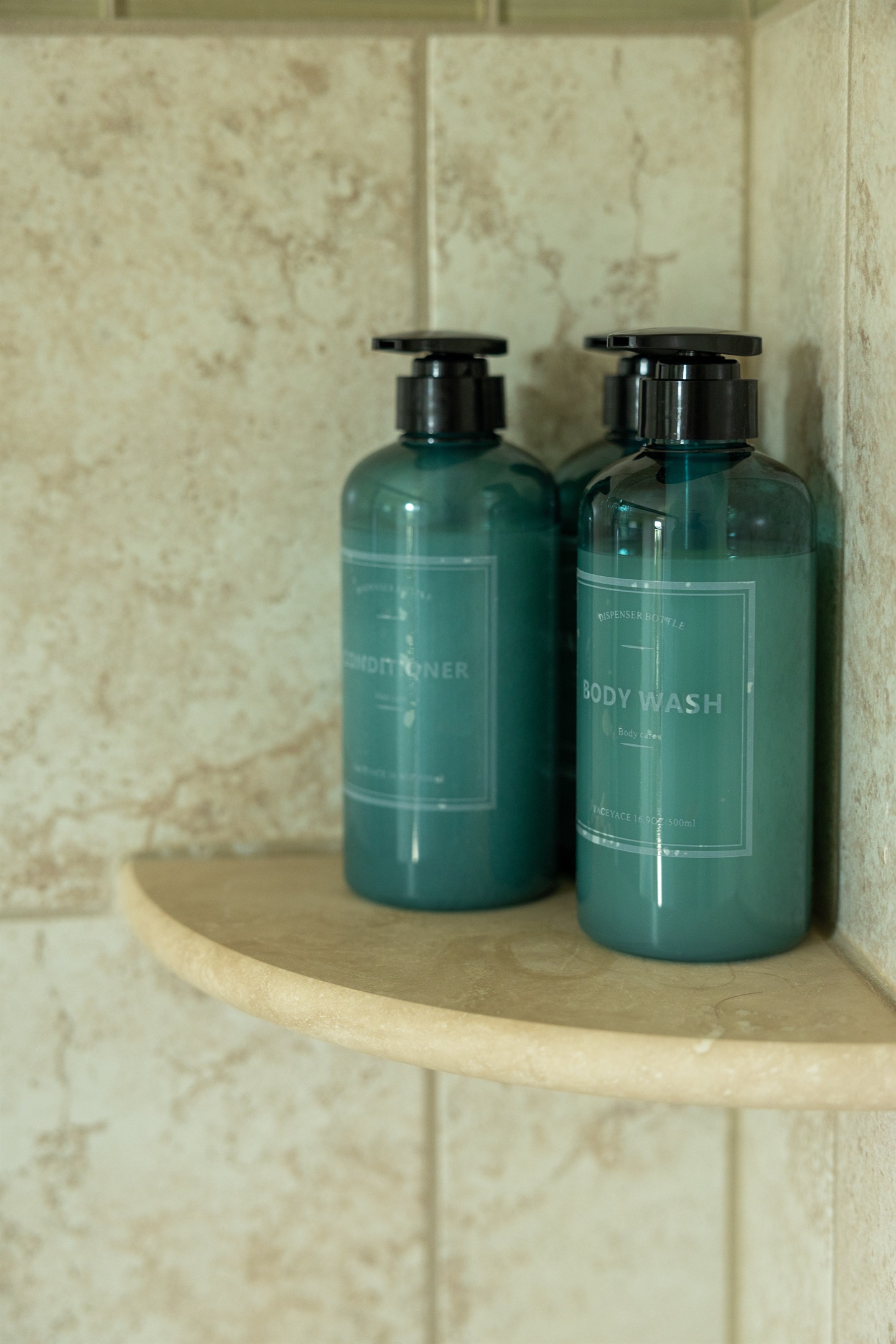Shampoo, Conditioner, & Body Wash provided