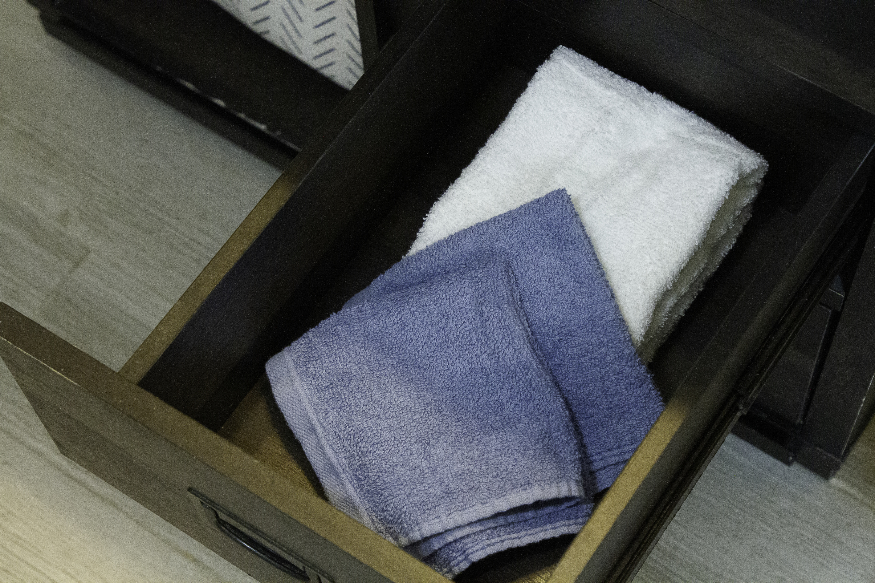 Towels in the master bathroom