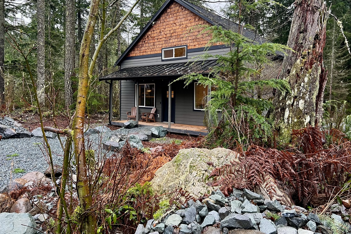 Cozy cabin nestled in the forest