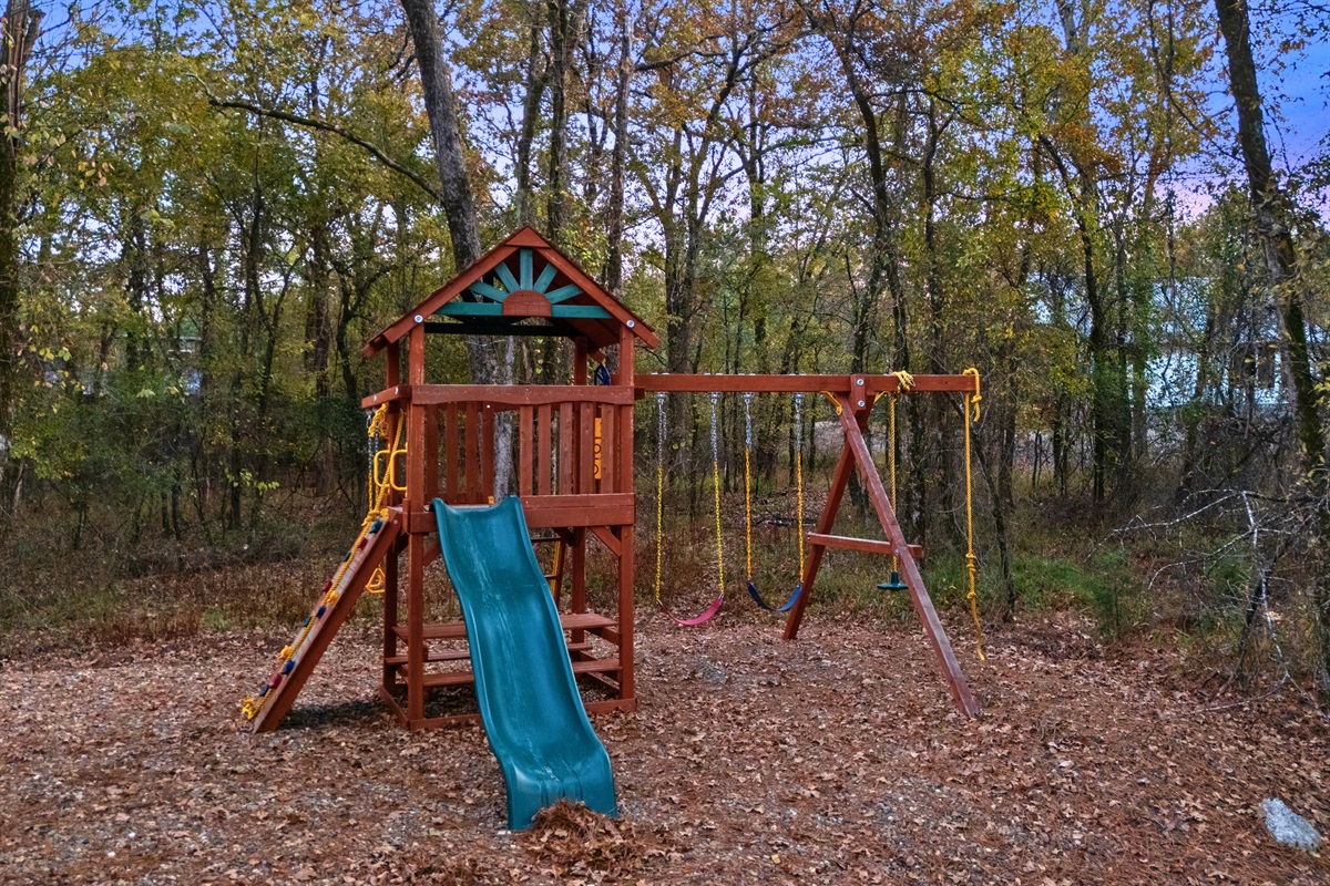 This sturdy playset with swings and a slide gives the kiddos their own space to let their imaginations run wild.