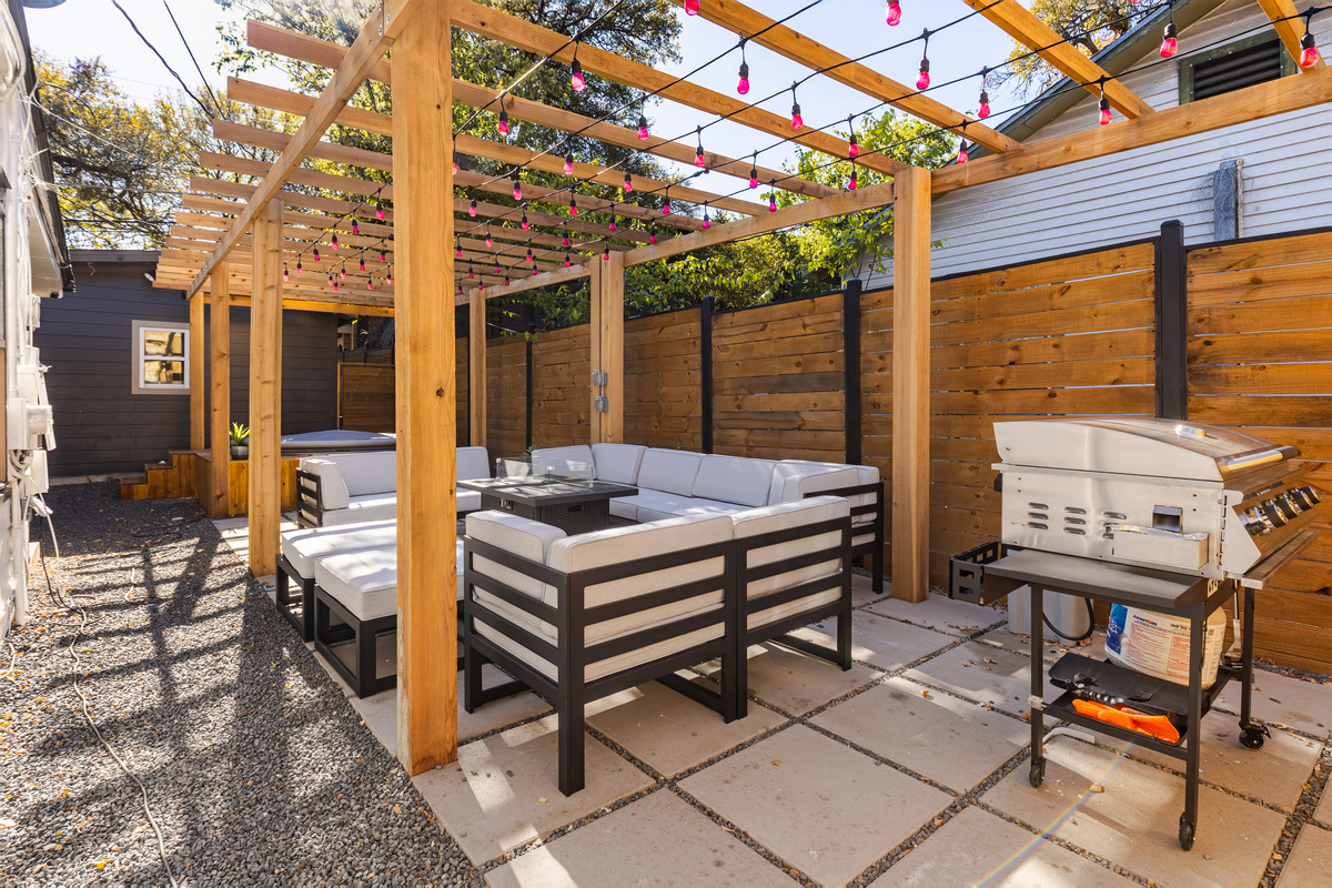 Unwind under twinkling lights, perfect for BBQs and starry nights!
