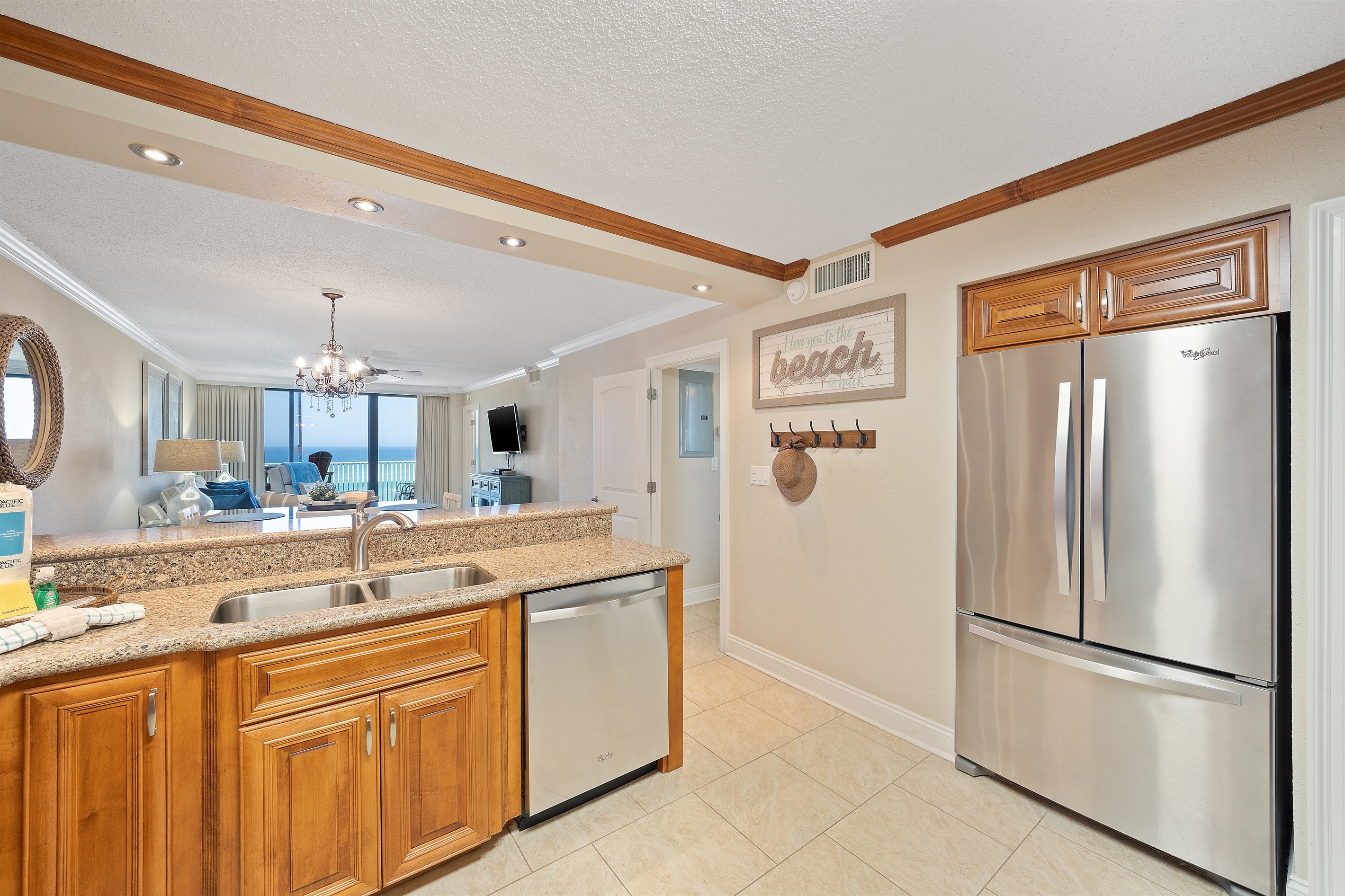 Fully Equipped Kitchen with Residential Size Refrigerator