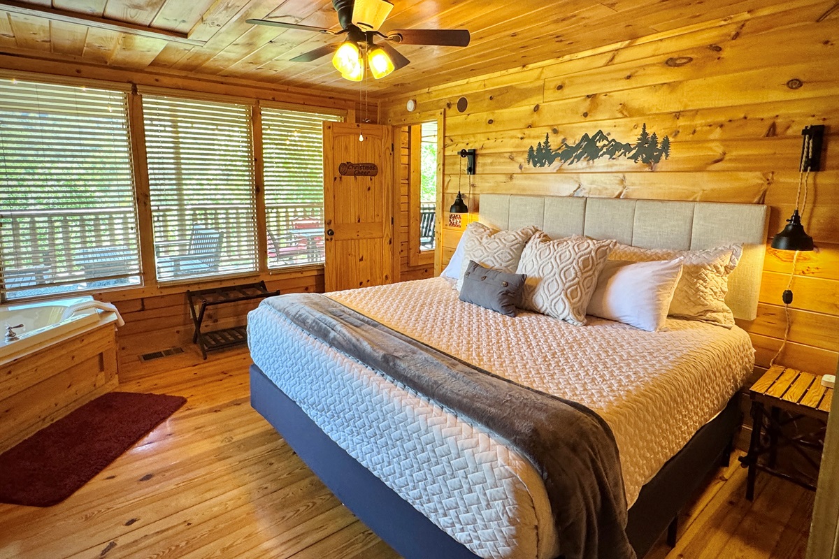 Main level king room with private bath.