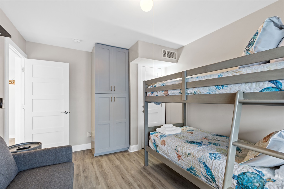 Comfortable setup for kids or extra guests with smart TV and seating