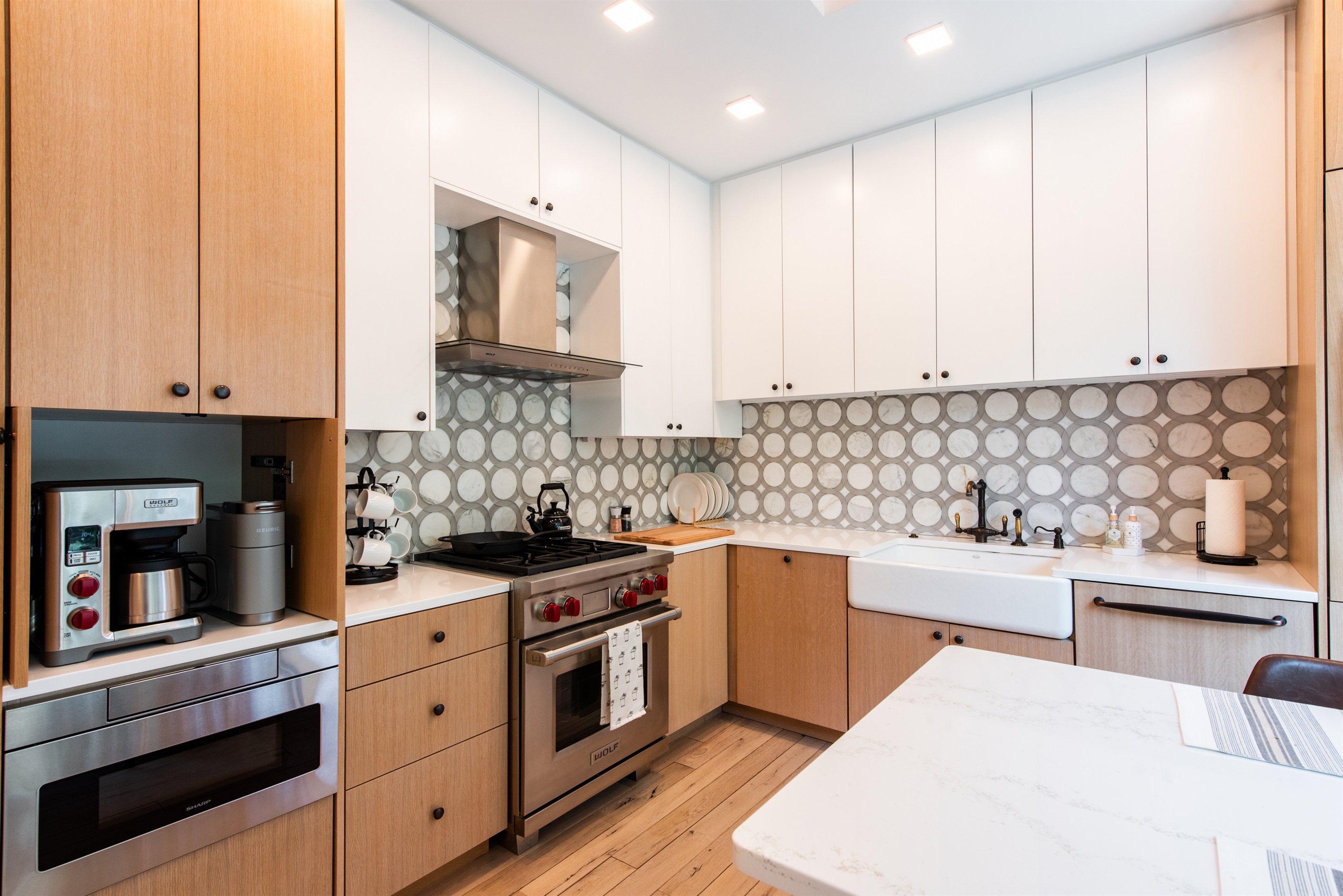 Cook with Wolf appliances in our modern kitchen, near Triple Crown horse farms