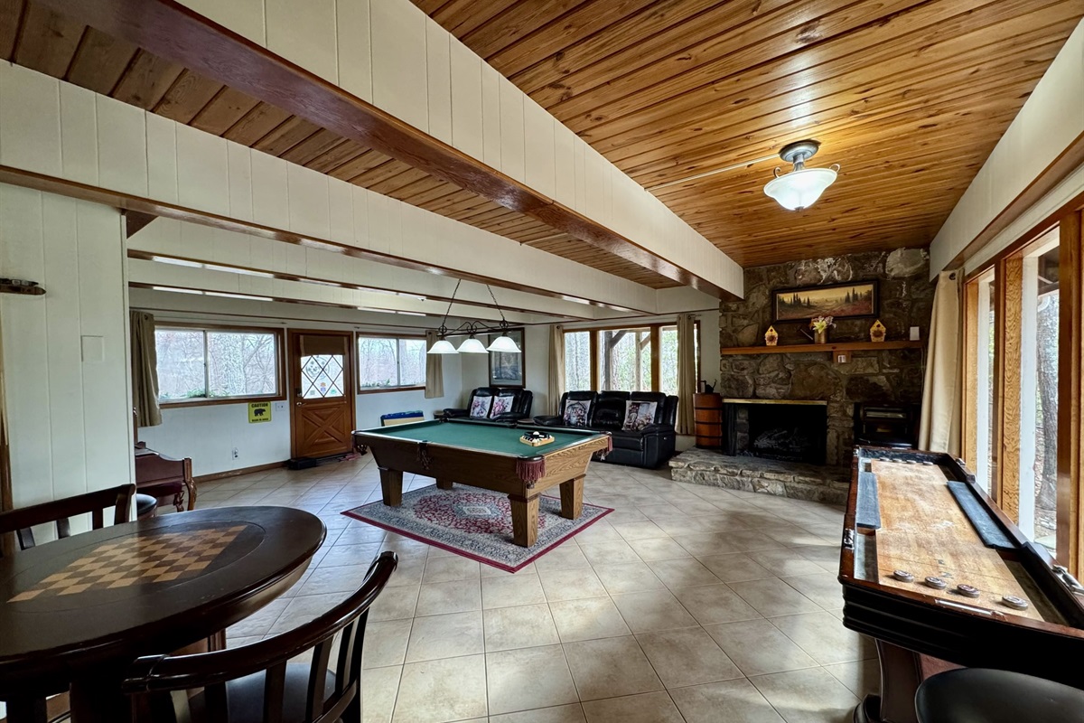 SPRING GAME ROOM & FIREPLACE