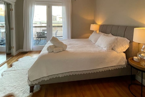 Bedroom with blackout curtains designed for quite sleep and privacy
