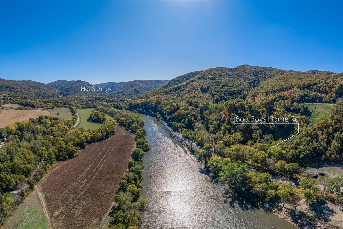 The cabin is not far at all from the town of Hot Springs, less than a mile up river. You will see people rafting, kayaking, paddleboarding, fishing, tubing on many days of the year.