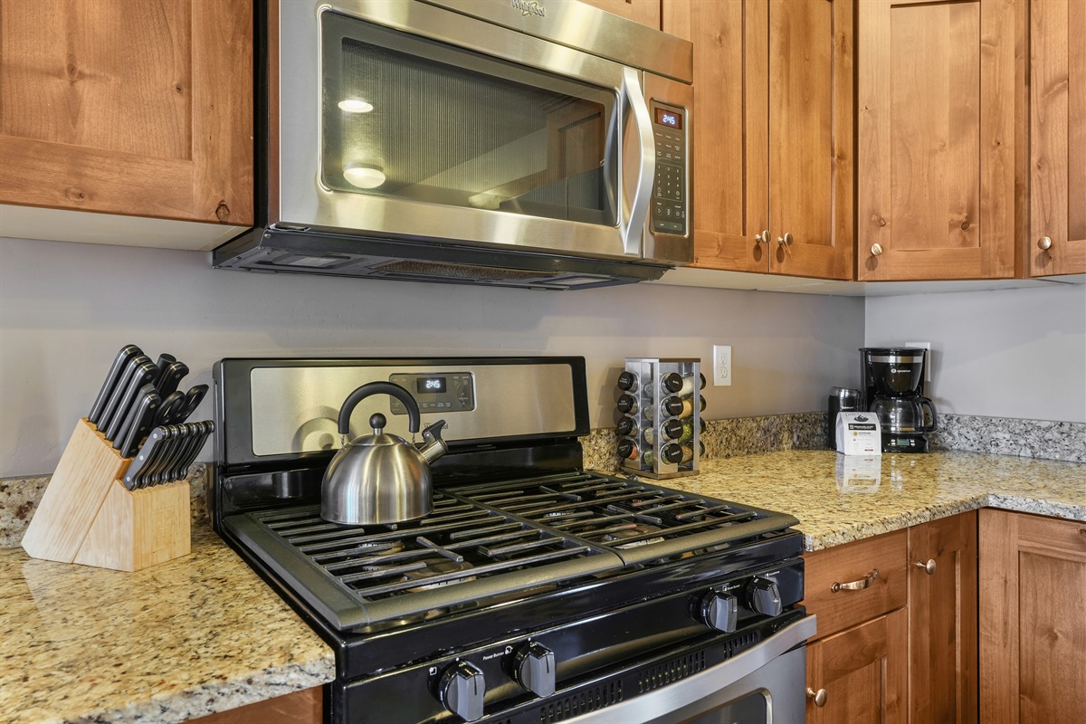 Thoughtfully stocked and ready for your stay—perfect for everything from quick snacks to full dinners.