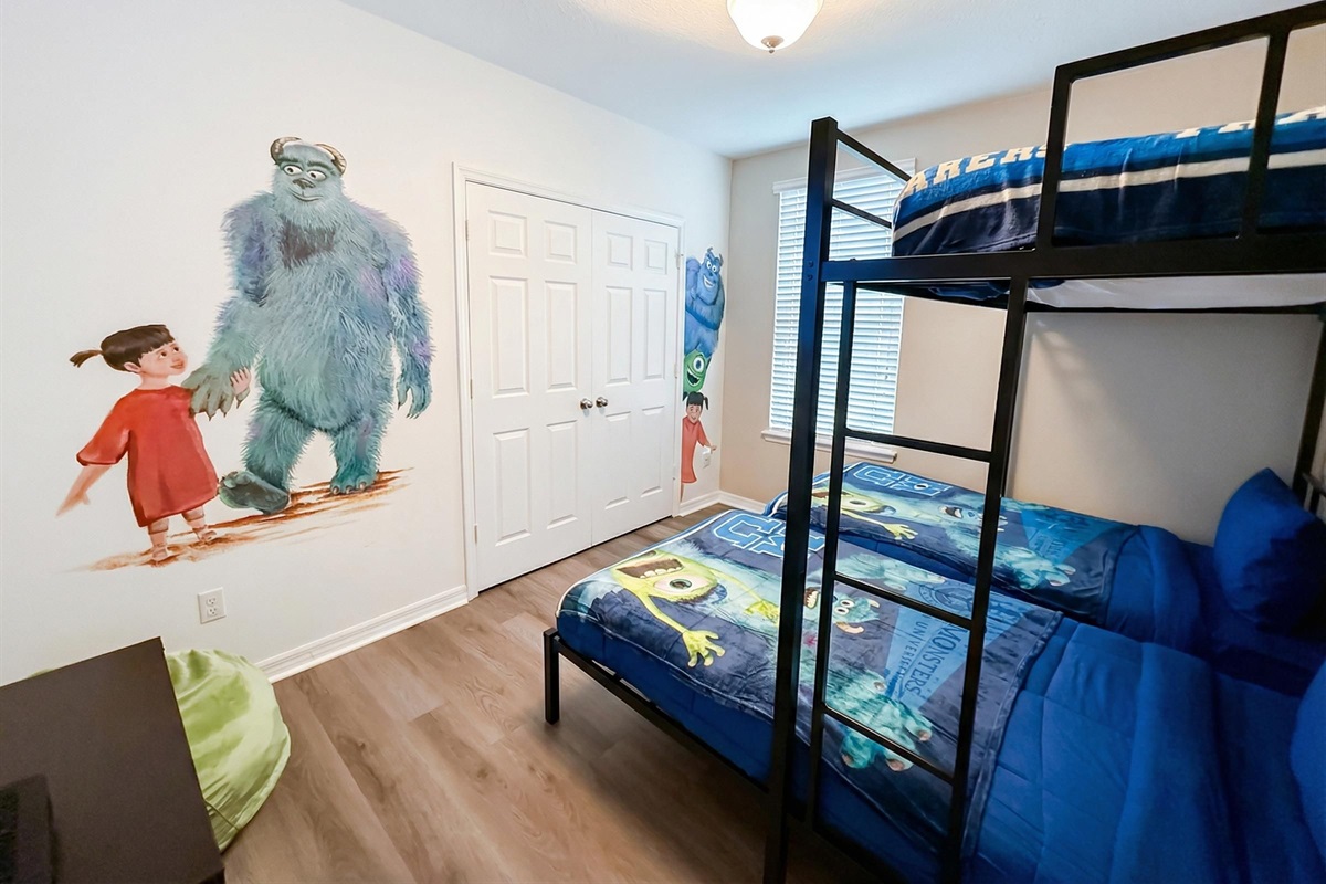 Monster's Inc. themed bedroom your kids will love.
