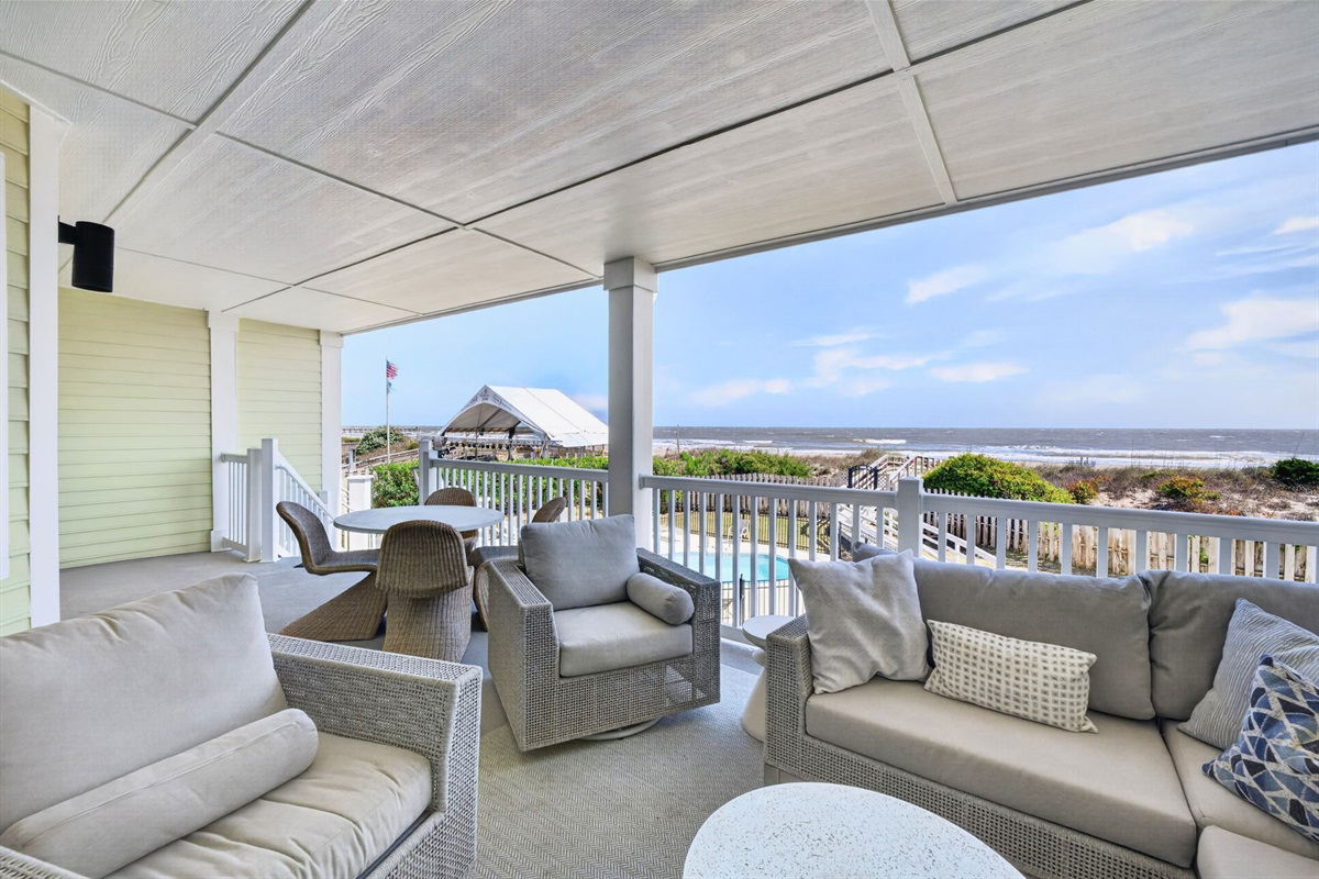 Beachfront Balcony |1006 Ocean Blvd, Isle of Palms, SC | 102 Dunescape | IOP Escapes